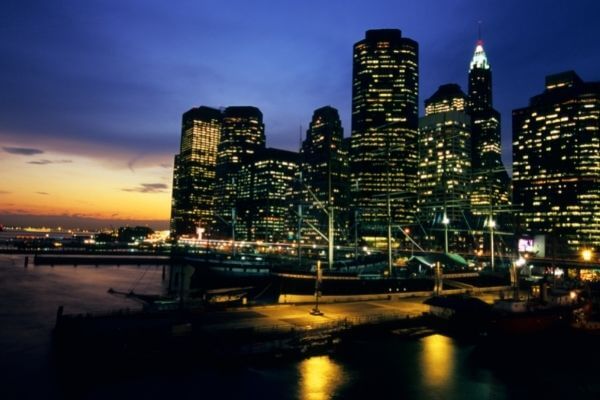 Vista nocturna Lower Manhattan