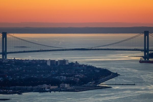 Atardecer Puente Verrazano Puente colgante Verrazano Narrows
