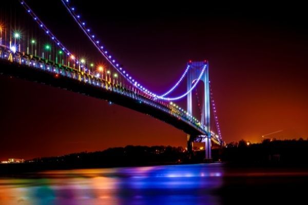 Verrazano Bridge Nueva York Estampa nocturna