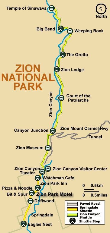 map shuttle zion national park Mapa Autobuses Parque Nacional Zion